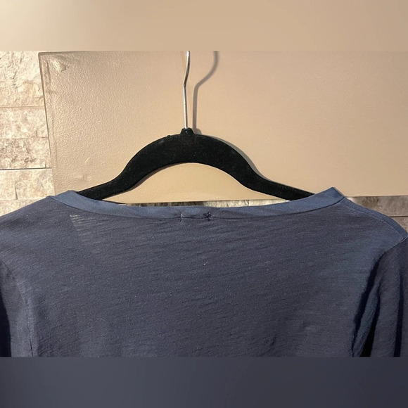 JCREW Medium long sleeve navy top with ruffle embellishment. Preowned - Picture 4 of 6